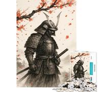 Adult Jigsaw1000 Pieces Samurai in Armor with Cherry Blossoms Help The Brain Exercise A Work of Art Relaxing Games for And from 14 Years And over (38x52cm)