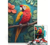 Adult Jigsaw1000 Pieces Scarlet Macaw in Tropical Paradise Hands-on Game Difficult And Challenge Deal As Gifts for The Whole Family 50x75cm