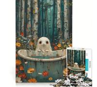 Adult Jigsaw1000 Pieces Scary Bohoo Ghost Bathtube Hands-on Game Difficult And Challenge Deal As Gifts for The Whole Family 38x26cm