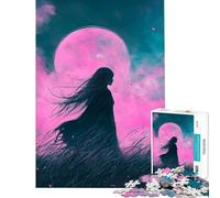 Adult Jigsaw1000 Pieces Silhouette Under Pink Moon Help The Brain Exercise Birthday Present Home Decoration Toys Suitable for People Aged 14 And Above (38x52cm)