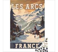 adult jigsaw1000 pieces Skiing Bliss in Les Arcs | Difficult Hard Toy Intellectual Game with Fully Interlocking Randomly Shaped Pieces 38x26cm