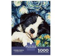 Adult Jigsaw1000 Pieces Sleeping Border Collie Starry Night Adult Jigsaw Puzzle Hands-on Game Perfect Decoration Unique Gifts for Birthday And Christmas 70x50cm/1000pcs