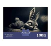 Adult Jigsaw1000 Pieces Sleeping Bunny Illustration Jigsaw for Adults Brain Teaser Game Perfect Decoration Unique Gifts for Birthday And Christmas 70x50cm/1000pcs