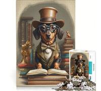Adult Jigsaw1000 Pieces Smart Dachshund Dog School Practical Game Challenging To Complete Artists' Collection Fine Arts 38x26cm