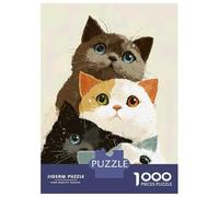 Adult Jigsaw1000 Pieces Stack of Four Cute Cats Jigsaws for Adults Fun Games Hand Speed Race Unique Gifts for Birthday And Christmas 52x38cm/1000pcs