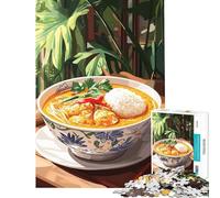Adult Jigsaw1000 Pieces Thai Curry with Rice Fun at Home Activities, Home Decoration Impossible Game Suitable for People Aged 14 And Above (50x75cm)