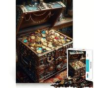 Adult Jigsaw1000 Pieces Treasure Chest Overflowing with Gold Precise Fit Game Smart Brain Toy Free Time Play Birthday Mind Gift (38x52cm)