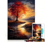 Adult Jigsaw1000 Pieces Tree by Sunset in Autumn Precise Fit Game Smart Brain Toy Free Time Play Birthday Mind Gift (50x75cm)