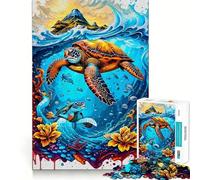 Adult Jigsaw1000 Pieces Turtle Watercolor Animal Precise Fit Game Smart Brain Toy Free Time Play Birthday Mind Gift(38x26cm)