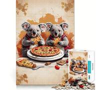 Adult Jigsaw1000 Pieces Twin Koalas Eating Pizza Precise Fit Game Smart Brain Toy Free Time Play Birthday Mind Gift(38x26cm)