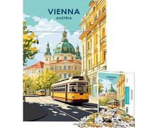 Adult Jigsaw1000 Pieces Vienna Austria Cityscape with Tram Help The Brain Exercise A Work of Art Relaxing Games for And from 14 Years And over (38x52cm)