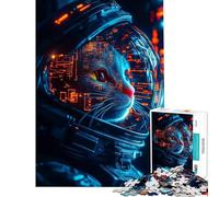 Adult Jigsaw1000 Pieces Visionary Cat Astronaut Help The Brain Exercise A Work of Art Relaxing Games for And from 14 Years And over (38x26cm)