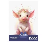 Adult Jigsaw1000 Pieces Watercolor Baby Pig Piglet Jigsaw for Adults Brain Teaser Game Perfect Decoration Unique Gifts for Birthday And Christmas 52x38cm/1000pcs