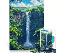 Adult Jigsaw1000 Pieces Waterfall Forest Pixel Art Precise Fit Game Smart Brain Toy Free Time Play Birthday Mind Gift (38x52cm)