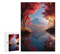 Adult Jigsaw300 PCS Autumnal Lake Reflections with Mountain View Jigsaw Puzzles for Teenagers For Family Fun Difficult And Challenge Great Gift for Gaming 300 PCS