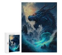 Adult Jigsaw300 PCS Blue Dragon Fantasy Artwork Jigsaw Puzzles for Teenagers For Family Fun Difficult And Challenge Great Gift for Gaming 300 PCS
