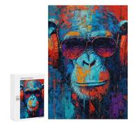 Adult Jigsaw300 PCS Chic Monkey with Sunglasses Adult Jigsaw Puzzles Staycation Kill Time Fun Activities at Home Gifts for Friends And Family 300 PCS