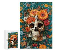 Adult Jigsaw300 PCS Day of The Dead Skull Art Print Adult Jigsaw Puzzles Staycation Kill Time Fun Activities at Home Gifts for Friends And Family 300 PCS