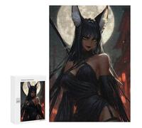 Adult Jigsaw300 PCS Fox Ear Warrior Moonlit Night Jigsaw Puzzles for Teenagers For Family Fun Difficult And Challenge Great Gift for Gaming 300 PCS