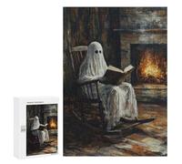 Adult Jigsaw300 PCS Ghost Reading by Fireplace Jigsaw Puzzles for Teenagers For Family Fun Difficult And Challenge Great Gift for Gaming 300 PCS