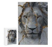 Adult Jigsaw300 PCS Golden Lion Marble Wall Art-1 Adult Jigsaw Puzzles Staycation Kill Time Fun Activities at Home Gifts for Friends And Family 300 PCS