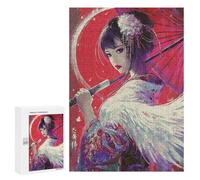 Adult Jigsaw300 PCS Japanese Geisha with Sword Adult Jigsaw Puzzles Staycation Kill Time Fun Activities at Home Gifts for Friends And Family 300 PCS