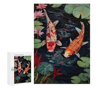 Adult Jigsaw300 PCS Koi Fish Pond Mosaic Art-1 Adult Jigsaw Puzzles Staycation Kill Time Fun Activities at Home Gifts for Friends And Family 300 PCS