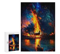 Adult Jigsaw300 PCS Magical Forest Fire Scene Jigsaw Puzzles for Teenagers For Family Fun Difficult And Challenge Great Gift for Gaming 300 PCS