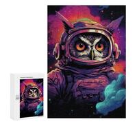 Adult Jigsaw300 PCS Space Owl Astronaut Jigsaw Puzzles for Teenagers For Family Fun Difficult And Challenge Great Gift for Gaming 300 PCS