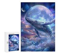 Adult Jigsaw300 PCS Whale Dream Clouds Moon Jigsaw Puzzles for Teenagers For Family Fun Difficult And Challenge Great Gift for Gaming 300 PCS