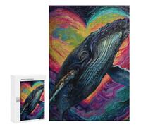 Adult Jigsaw300 PCS Whale Heart Painting Artwork Adult Jigsaw Puzzles Staycation Kill Time Fun Activities at Home Gifts for Friends And Family 300 PCS