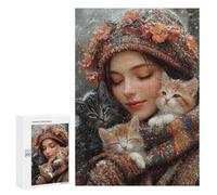 Adult Jigsaw300 PCS Winter Cats Warmth Scene Adult Jigsaw Puzzles Staycation Kill Time Fun Activities at Home Gifts for Friends And Family 300 PCS