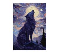 Adult Jigsaw38x26cm/1000pcs Howling Wolf Starry Night Puzzles for Adults DIY Toys Precision Cutting Unique Gifts for Birthday And Christmas 38x26cm/1000pcs