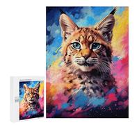 Adult Jigsaw500 PCS Colorful Bobcat Portrait Jigsaw Puzzles for Teenagers For Family Fun Difficult And Challenge Great Gift for Gaming 500 PCS