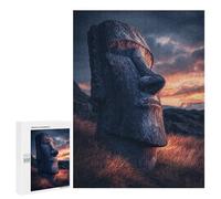 Adult Jigsaw500 PCS Easter Island Statue Sunset-1 Jigsaw Puzzles for Teenagers For Family Fun Difficult And Challenge Great Gift for Gaming 500 PCS