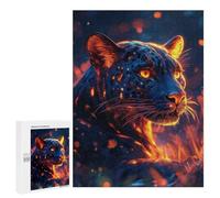 Adult Jigsaw500 PCS Flame-Covered Leopard in The Wild Jigsaw Puzzles for Teenagers For Family Fun Difficult And Challenge Great Gift for Gaming 500 PCS