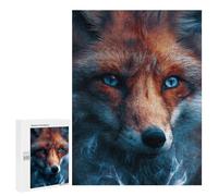 Adult Jigsaw500 PCS Fox with Blue Eyes Adult Jigsaw Puzzles Staycation Kill Time Fun Activities at Home Gifts for Friends And Family 500 PCS