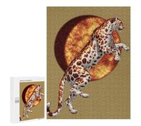 Adult Jigsaw500 PCS Leopard Sunset Art Print Jigsaw Puzzles for Teenagers For Family Fun Difficult And Challenge Great Gift for Gaming 500 PCS