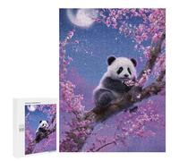 Adult Jigsaw500 PCS Panda in Cherry Blossom Tree Jigsaw Puzzles for Teenagers For Family Fun Difficult And Challenge Great Gift for Gaming 500 PCS