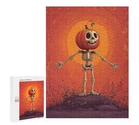 Adult Jigsaw500 PCS Pumpkin Head Skeleton Art Print Jigsaw Puzzles for Teenagers For Family Fun Difficult And Challenge Great Gift for Gaming 500 PCS