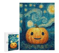 Adult Jigsaw500 PCS Pumpkin with Starry Night Background-1 Adult Jigsaw Puzzles Staycation Kill Time Fun Activities at Home Gifts for Friends And Family 500 PCS