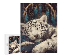 Adult Jigsaw500 PCS Sleeping White Tiger Dreamcatcher Adult Jigsaw Puzzle Family Games Precision Cutting Unique Gifts for Birthday And Christmas 500 PCS