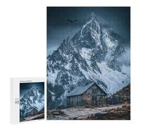 Adult Jigsaw500 PCS Snowy Mountain Cabin Scene Adult Jigsaw Puzzles Staycation Kill Time Fun Activities at Home Gifts for Friends And Family 500 PCS