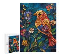 Adult Jigsaw500 PCS Stained Glass Bird Artwork-3 Adult Jigsaw Puzzles Staycation Kill Time Fun Activities at Home Gifts for Friends And Family 500 PCS