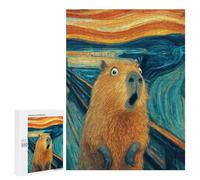 Adult Jigsaw500 PCS Surprised Capybara Painting Adult Jigsaw Puzzles Staycation Kill Time Fun Activities at Home Gifts for Friends And Family 500 PCS