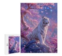 Adult Jigsaw500 PCS White Tiger in Cherry Blossom Forest -1 Jigsaw for Teenagers Hand Speed Race Wishlist with Santa Claus Challenging Game Toys 500 PCS
