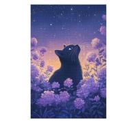 Adult Jigsaw75x50cm/1000pcs Black Cat Under Starry Sky Puzzles for Adults DIY Toys Precision Cutting Unique Gifts for Birthday And Christmas 75x50cm/1000pcs