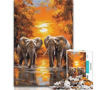 Adult Jigsaws 1000 Piece African Elephant Teenager Puzzles,Challenging Game Toys Wall Decoration Unique Birthday And Xmas Gifts 26x38cm