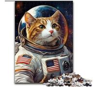 Adult Jigsaws 1000 Piece Astronaut Cat, Suitable for Ages 14 And Up Home Decor Deal As Gifts for The Whole Family (size 26x38cm)