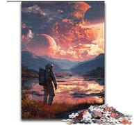 Adult Jigsaws 1000 Piece Astronaut on Alien Planet, Challenging Game And Family Play with Fully Interlocking Randomly Shaped Pieces (Size 50x75cm)
